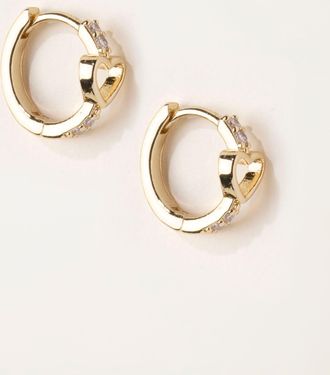 Fat Face FatFace Heart Huggie Earrings in Gold Tone