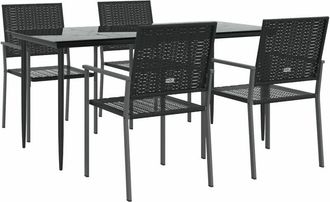 vidaXL Juego De Comedor Para Jard&iacute;n 5 Piezas Rat&aacute;n Sint&eacute;tico Y Acero Vidaxl