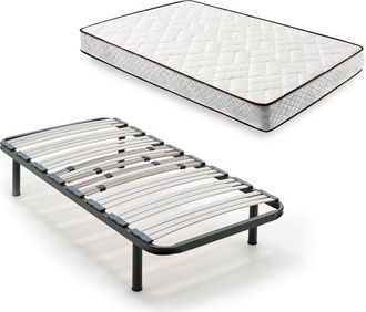 HOGAR 24 Hogar24 - Cama Completa - Colch&oacute;n Flexitex Con Tejido 3d Y Aloe Vera, Altura 18 Cm + Somier Multil&aacute;minas + Patas De 32 Cm, 80x190 Cm