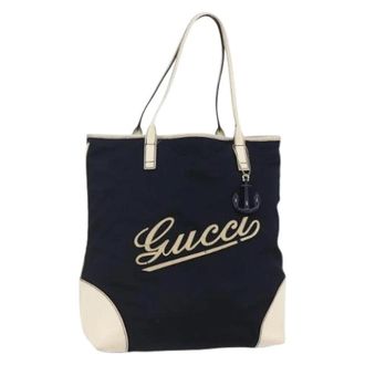 Gucci Pre-owned Nylon Tote - Dames - Vintage Shopper - Blauw - ONE Size - Nylon - Vintage