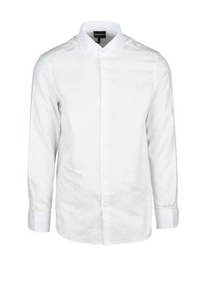 Emporio Armani White Regular Fit Cotton Mens Shirt