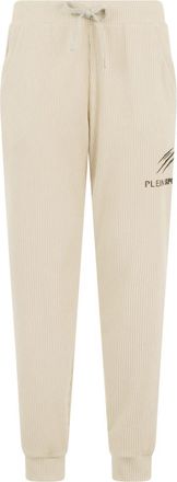 Plein Sport Geribbelde Joggingbroek Scratch - Dames - Trainingsbroeken - Beige - XL - Katoen - Fitness