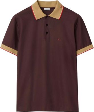 Burberry Poloshirt met geborduurde ridder en logokraag - Rood