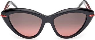 Christian Louboutin 56mm Cat Eye Sunglasses in Black /Red Inside /Zeiss at Nordstrom