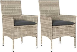 vidaXL Vidaxl - Sillones de jardín con cojines 2 uds ratán sintético gris