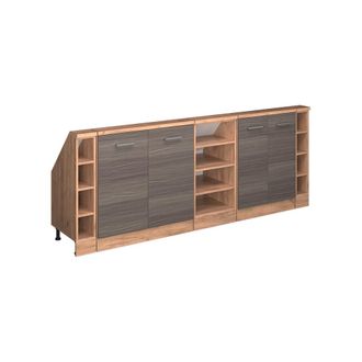 Vicco Armario De Cocina Para Techo Inclinado R-line, Gris Noble/roble Dorado, 210 Cm Lote De 5, Vicco