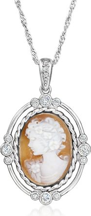 Ross-Simons Italian Orange Agate Cameo Pendant Necklace With. Czs in Sterling Silver