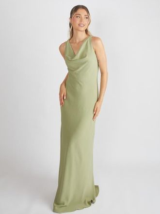 Six Stories Cowl Front Crepe Bridesmaid Dress in Sage at Nordstrom, Size 14
