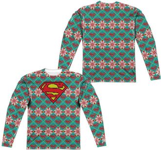 Gildan Superman Shield Sweater (Front/Back Print) Long Sleeve Adult Poly Crew Tee / T-Shirt