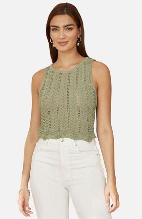 Yumi Crochet Knitted Tank Top in Sage Green at Nordstrom, Size Medium