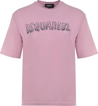 Dsquared2 Mens Best Fade Loose Fit Cartoon Logo T-shirt Dusty Antic Rose - Pink Cotton - Size Medium