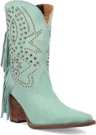 Dingo Star Power Fringe & Stud Western Boot in Mint at Nordstrom, Size 6.5