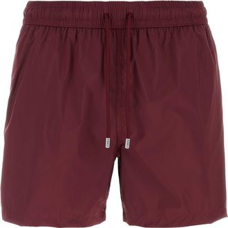Fedeli Burgundy Polyester Swimming Shorts