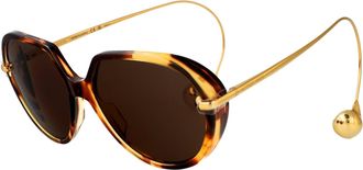 Bottega Veneta Unisex Sunglasses Bv1436s Havana Gold Brown Havana-Gold-Brown Metal Havana/gold/brown