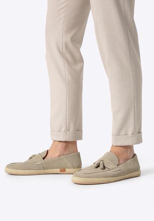 Wittchen beige su&egrave;de leren loafers met kwastje voor heren