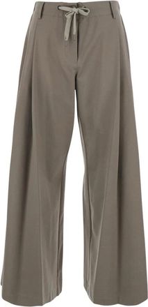 Brunello Cucinelli Couture Interlock Broeken - Dames - Wijde Broeken - Beige - M - Katoen - Broeken