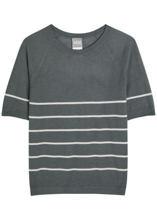 Max Mara Striped Wool and Cashmere-blend T-shirt - Dark Grey - S (UK8-10 / S)