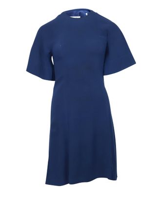 Sandro Sandro Yoko Fluted Crepe Dress in Blue Acetate