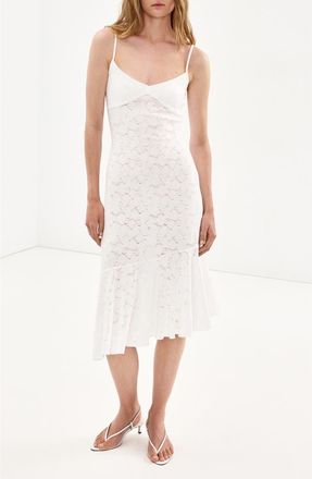 Mango Openwork Embroidered Midi Dress in White at Nordstrom, Size 10