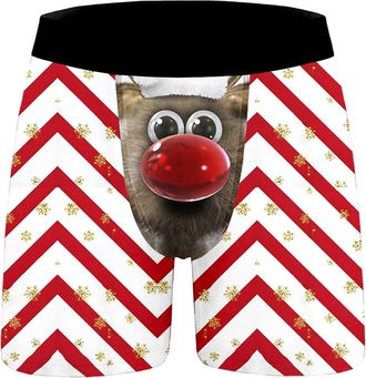 Generic Mens Underwear Boxers Christmas Shorts Mens Xmas Funny Christmas Print Boxer Shorts Novelty Holiday Stretch Briefs Santa Deer Socks Pattern Trunks Und