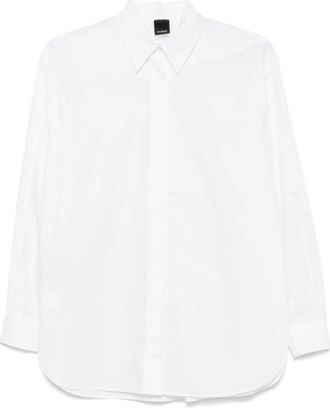 Pinko Witte Button-Up Shirt met Box-Pleat Detail - Dames - Overhemden - Wit - XS - Overhemden