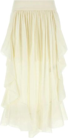 Zimmermann Rokken, Dames, Wit, L, Katoen, Acacia Ruffle Maxi Rok