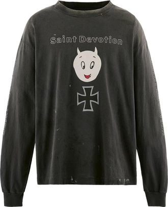 Saint Mxxxxxx Long-sleeve Graphic-print T-shirt