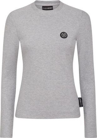 Plein Sport Longsleeve T-Shirt Glitter - Dames - Sportshirts - Grijs - S - Polyester - Fitness