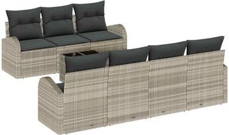 vidaXL Vidaxl - Conjunto De Sof&aacute; De Jard&iacute;n Manual 8 Pcs Gris Claro, Gris Oscuro