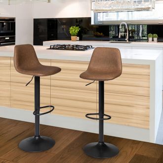 IDMarket Lote De 2 Taburetes De Bar Texas Vintage Marrones