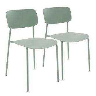 Oviala Conjunto de 2 sillas y pl&aacute;stico gris verde