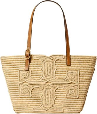 Tory Burch Tory Burch, Tote Bags, female, Beige, Size: ONE SIZE Small Ella Structured Raffia Tote