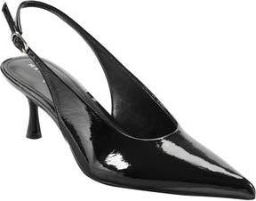 Marc Fisher Reynna Pointed Toe Slingback Pump in Black Patent at Nordstrom Rack, Size 9.5