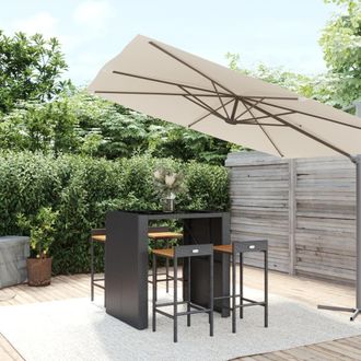vidaXL Mesa Bar Y Taburetes Jard&iacute;n 5 Pzas Madera Acacia Rat&aacute;n Pe Negro Vidaxl