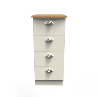 Welcome Furniture Westminster Ready Assembled 4 Drawer Tallboy in Cream Ash & Riviera Oak - Welcome Furniture | TJ Hughes