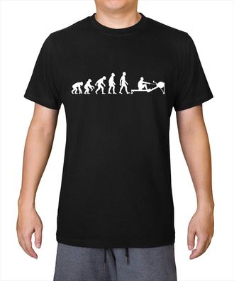 Generic Evolution of Man Rowing Machine - Mens 100% Organic Cotton T-Shirt - Deep Black - Large