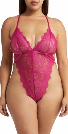 Oh là là Chéri Skylar Eyelash Lace Teddy - Plus In Festival Fuchsia