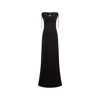 Roberto Cavalli Maxi Dress with Mirror Snake Detail - female - Roberto Cavalli - Gowns - Black - XS - Dresses