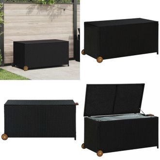 vidaXL Contenitore da Giardino Nero 120x65x61 cm in Polyrattan - Contenitore per cuscini - Contenitore in polyrattan
