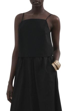 Mango Cotton Crop Camisole in Black at Nordstrom, Size Medium