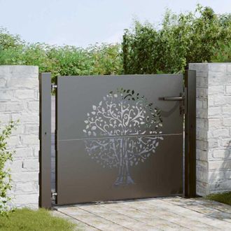 vidaXL Puerta De Jard&iacute;n Con Cerradura Negro 105 X 100 Cm Vidaxl