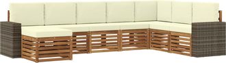 vidaXL Conjunto De Sof&aacute;s De Exterior 8 Uds. Natural Y Crema Vidaxl