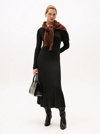 Tommy Hilfiger Ribbed Midi Fit And Flare Dress