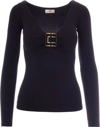 Elisabetta Franchi Mujer, Camisetas, Negro, Talla: M