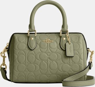 Coach Womens Mini Rowan Crossbody Bag In Signature Leather - Green - One Size