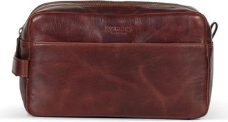 Howard London Hayden Toiletzak - Heren - Toilettassen - Bruin - ONE Size - Leer - Tassen