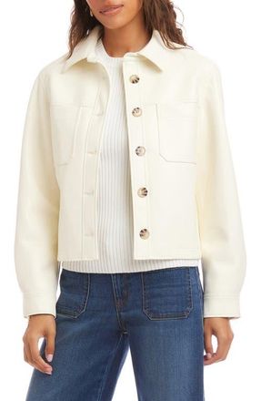 Karen Kane Faux Leather Crop Jacket in Off White at Nordstrom, Size X-Small
