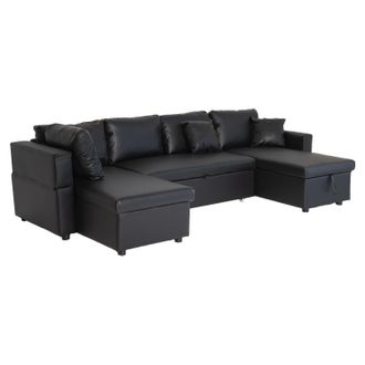 Happy Garden Happy Garden - Sof&aacute; Panor&aacute;mico Convertible En Polipiel Scott 4 Plazas Negro