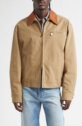 Versace Cotton Canvas Jacket in Warm Beige at Nordstrom, Size 38 Us