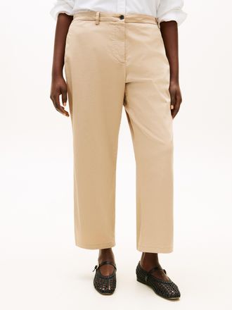 Tommy Hilfiger Chinohose TOMMY HILFIGER CURVE CRV CO GMD SLIM STRAIGHT CHINO, Damen, Gr. 50, N-Gr, beige, Web, Obermaterial: 65% Baumwolle, 33% Lyocell, 2% Elasthan,